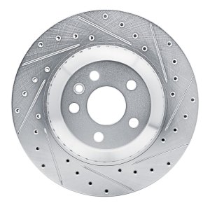 Jaguar F-Pace Brake Rotor (1) - Rear Right - R1 Concepts - Drilled & Slotted - Silver - `20-`26